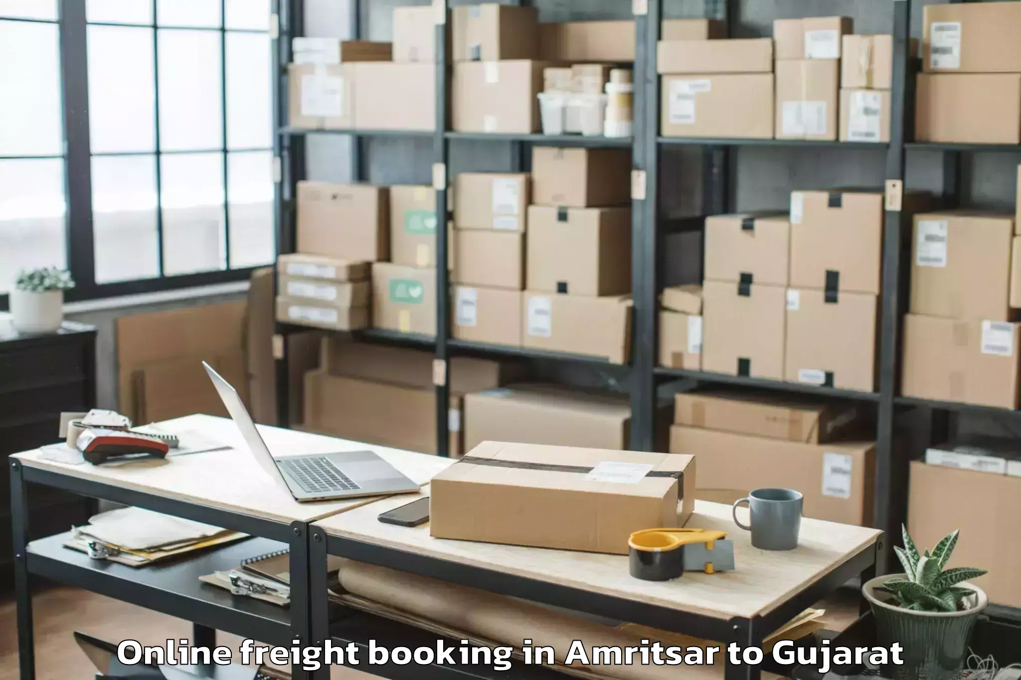 Top Amritsar to Khambhalia Online Freight Booking Available